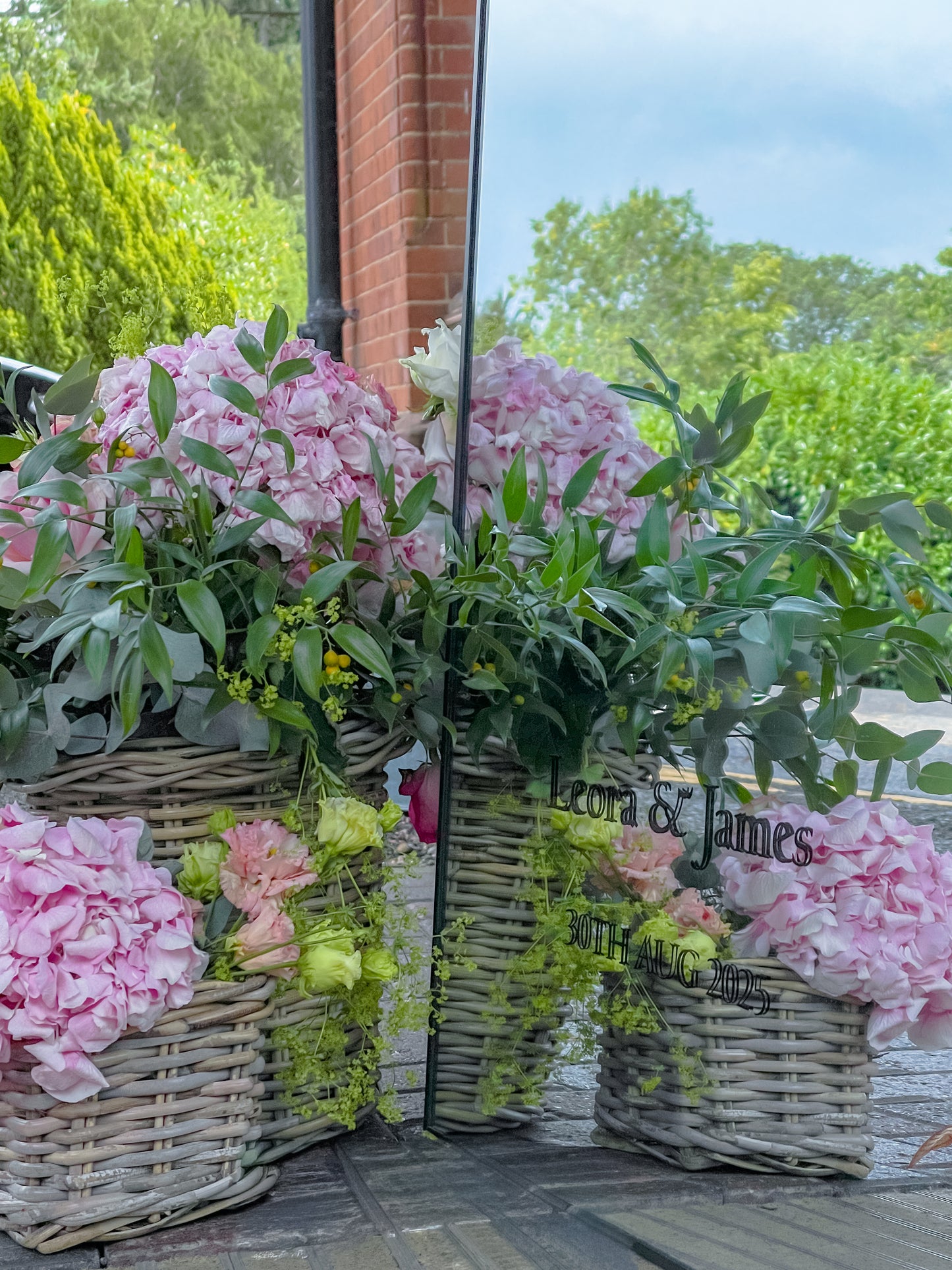 Mirror Welcome Sign with Flowers