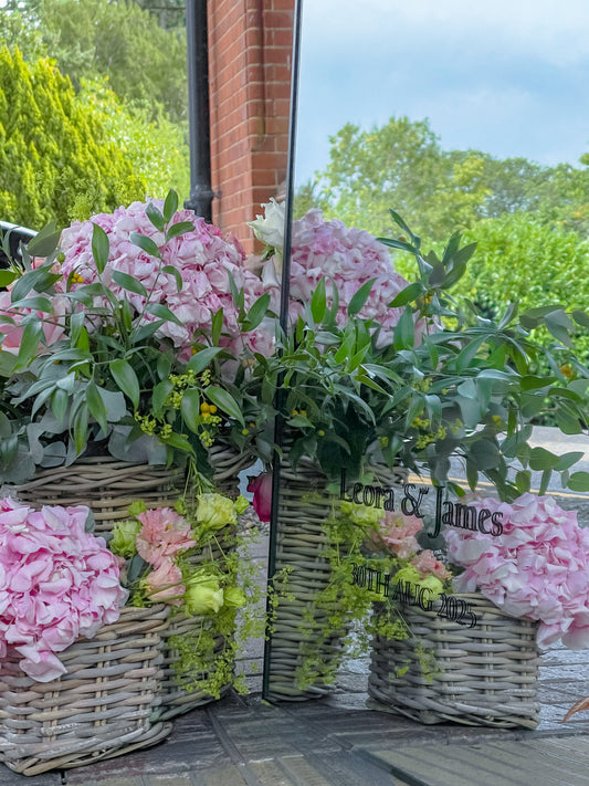 Mirror Welcome Sign with Flowers